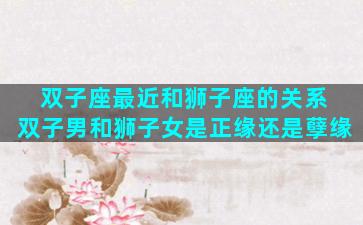 双子座最近和狮子座的关系 双子男和狮子女是正缘还是孽缘